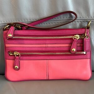 Coach Pink Leather Wristlet Wallet